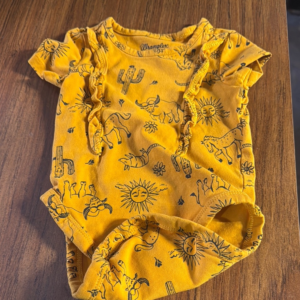 Wrangler Yellow Graphic Baby Onesie